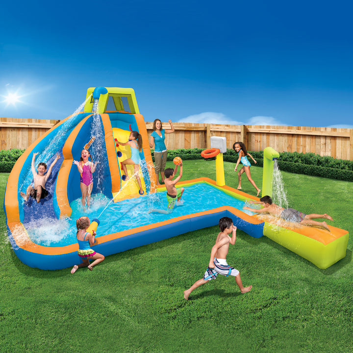 Banzai Hyper Drench 8-in-1 Giant Inflatable Water Slide Activity Splash Park - VMInnovations