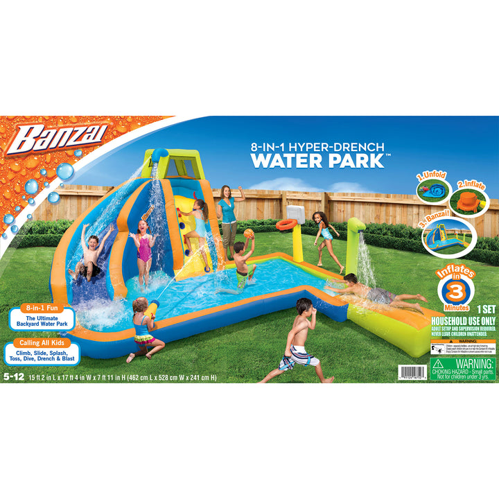 Banzai Hyper Drench 8-in-1 Giant Inflatable Water Slide Activity Splash Park - VMInnovations