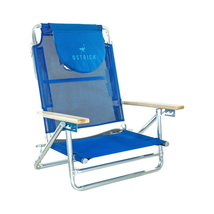 Ostrich South Beach Sand Chair, Portable Outdoor Camping Pool Recliner, Blue - VMInnovations