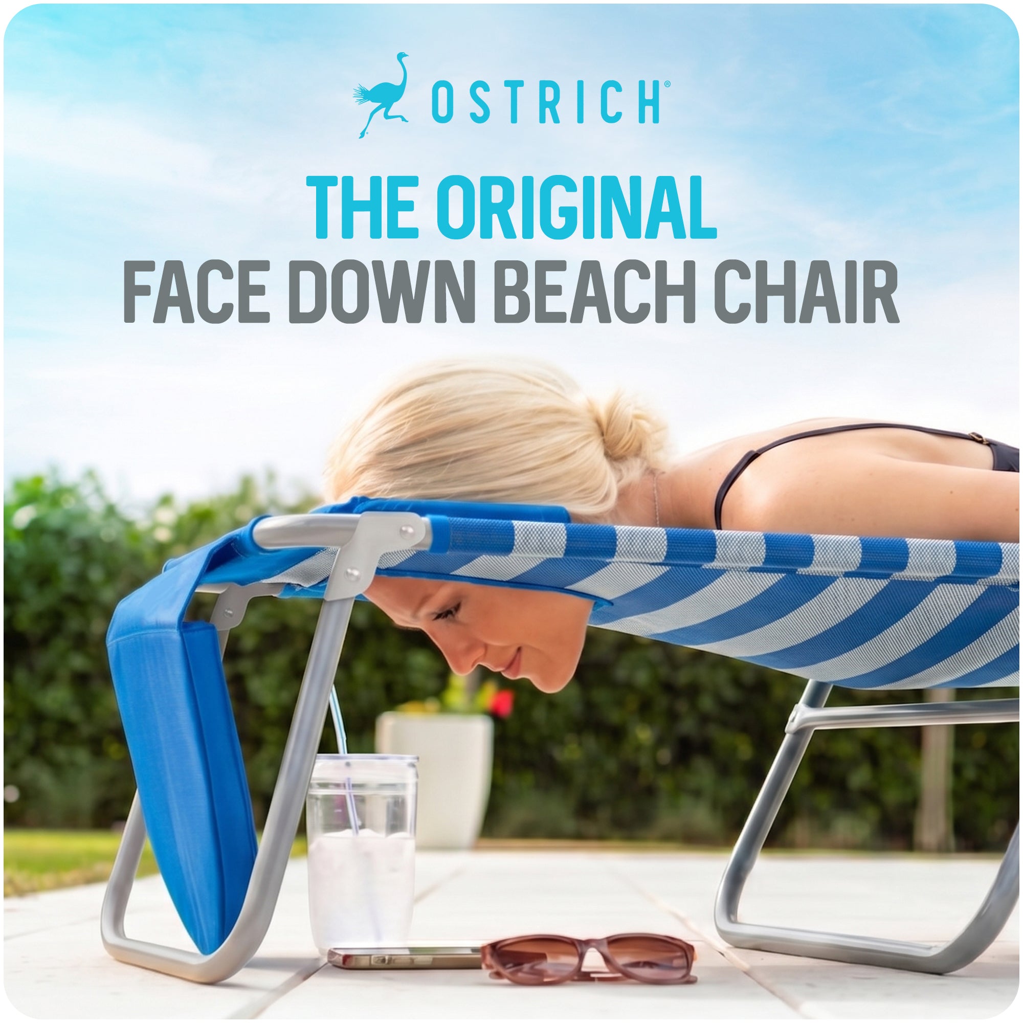 Ostrich SBSC-1016S South Adult Beach Lake Sand Lounging Chair, Striped (Used) - VMInnovations