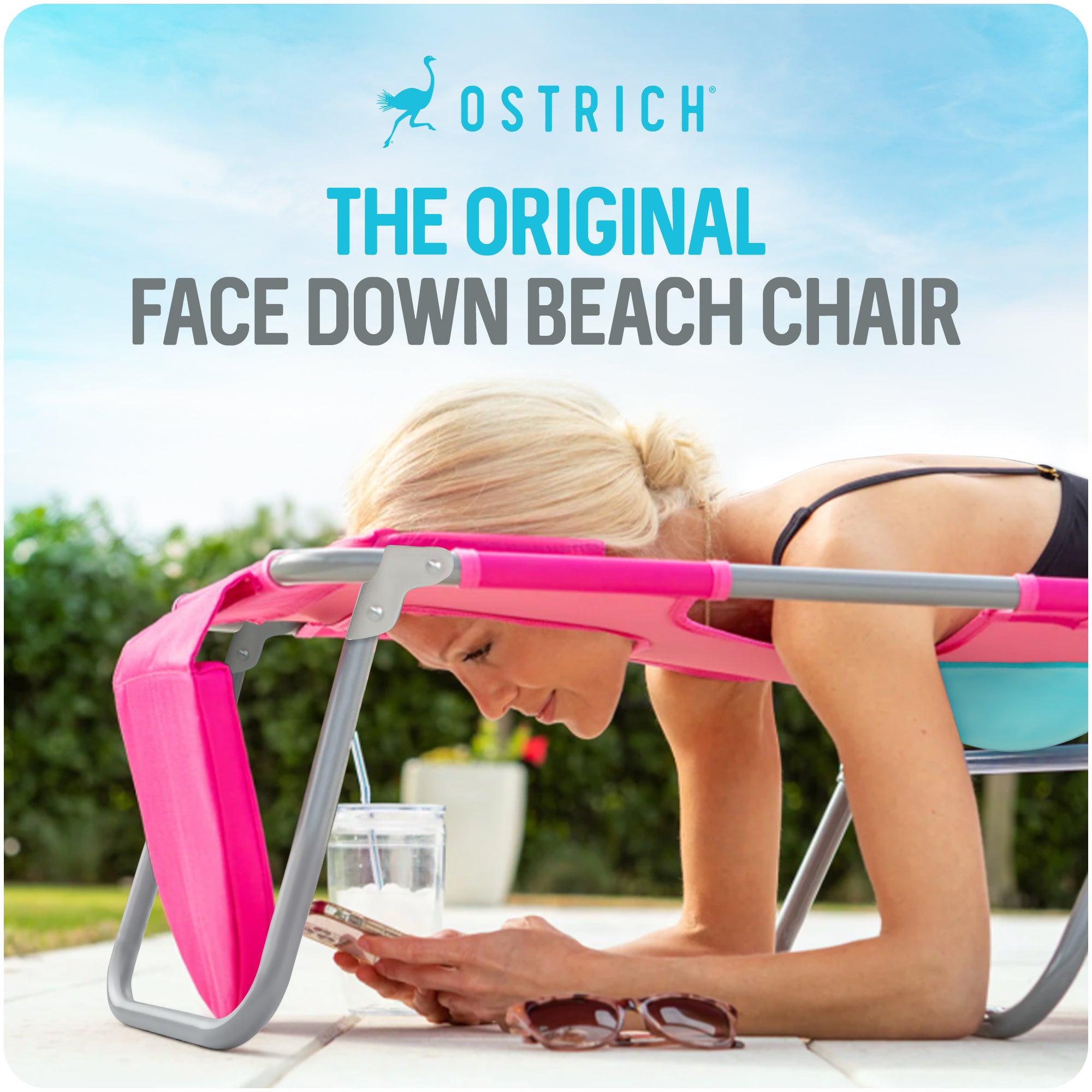 Ostrich Outdoor Beach Ladies Comfort and On-Your-Back Backpack Beach Chair, Pink (For Parts)