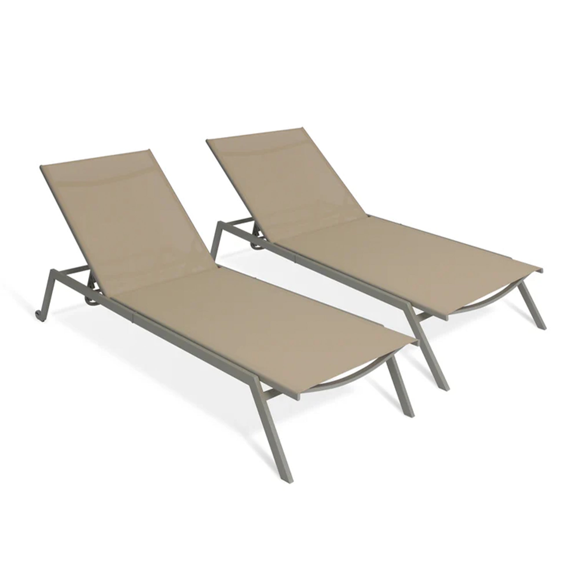 Ostrich Princeton Outdoor Chaise Lounge Pool Beach Patio Chair, Tan, 2 Pack - VMInnovations