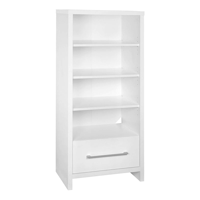 Decorative Media Storage Tower Bookcase with Drawer, White (Open Box)