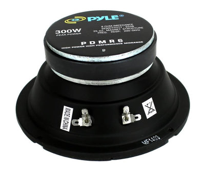 2) Pyle PDMR6 6.5" 600W Car Mid Bass MidRange Woofer Audio Speakers 8 Ohm Black