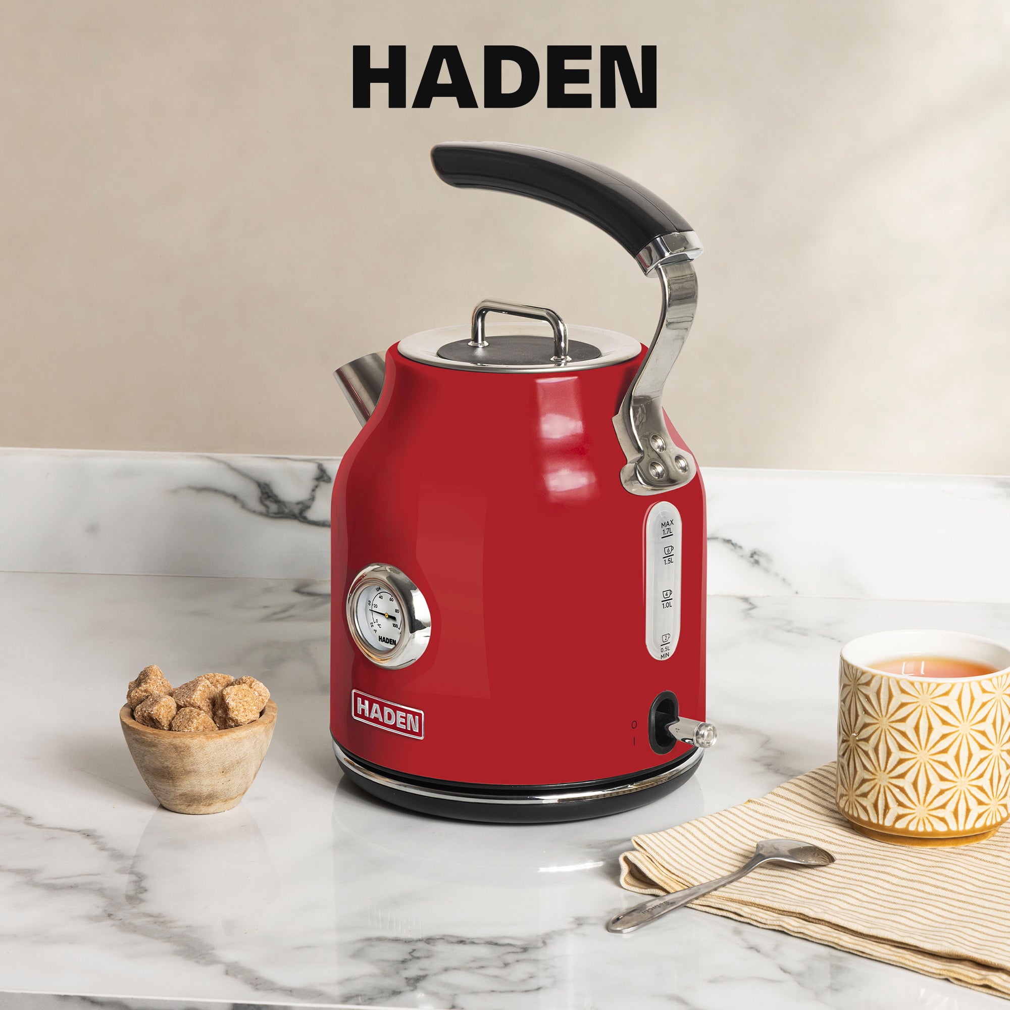 Haden Dorset 1.7 Liter Stainless Steel Electric Kettle, Red (Open Box)