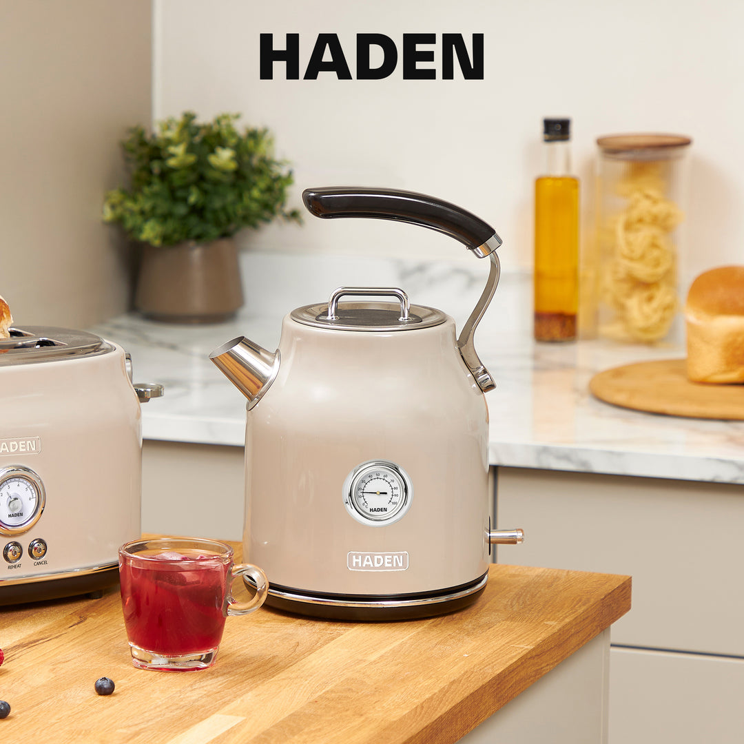 Haden Dorset 1.7 Liter Electric Water Kettle w/ 360-Degree Base, Putty & Chrome