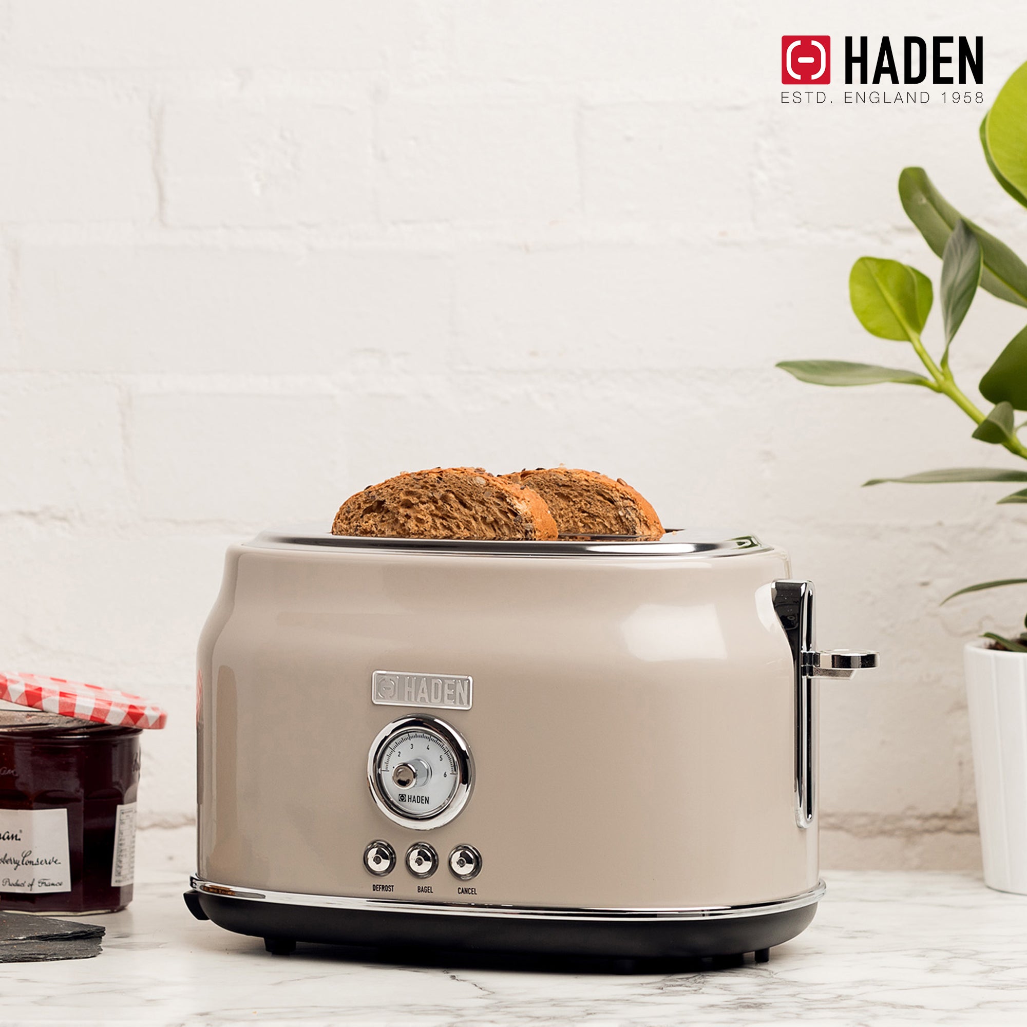 Haden Dorset Wide Slot Stainless Steel Retro 2-Slice Toaster, Putty Beige (Used) - VMInnovations