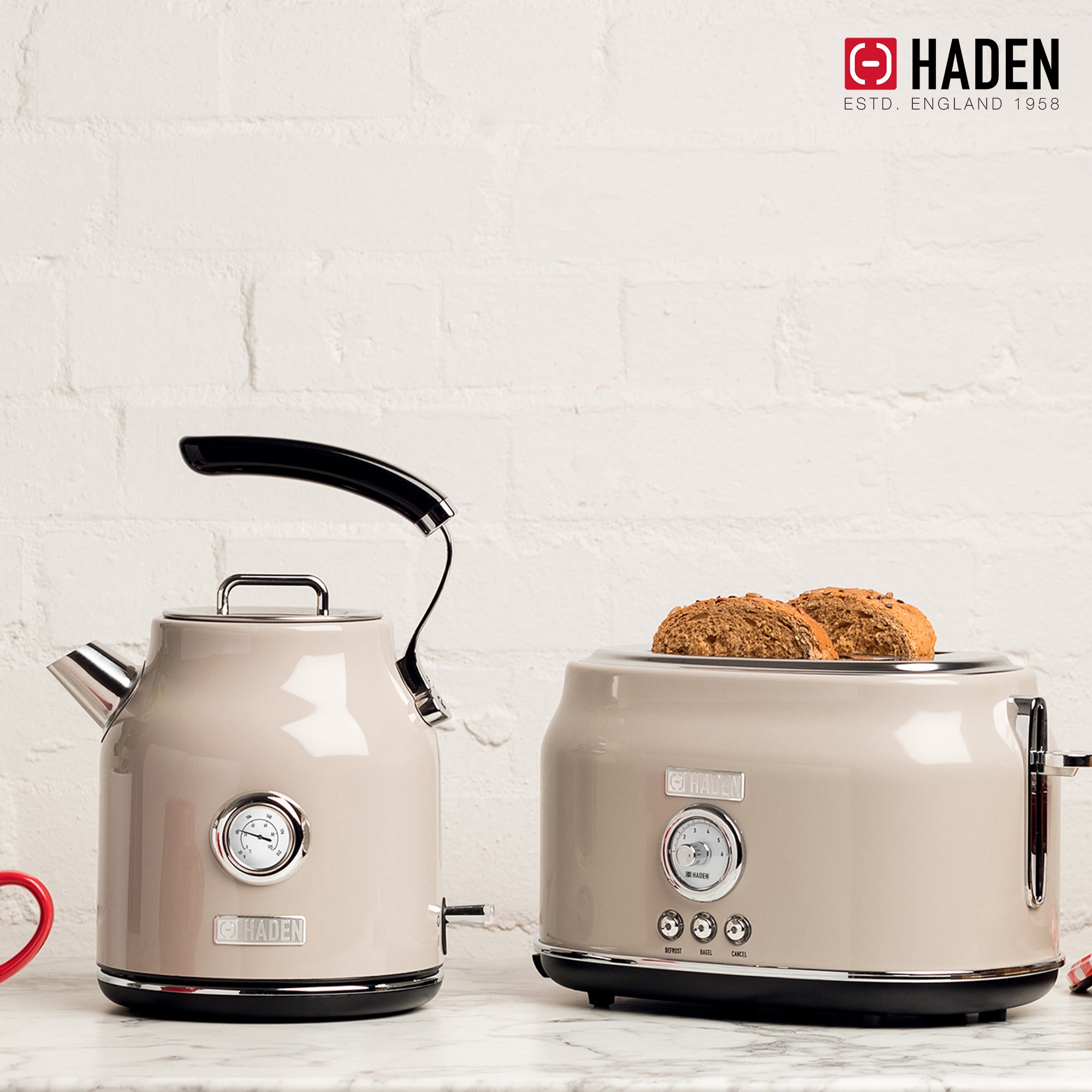 Haden Dorset Wide Slot Stainless Steel Retro 2-Slice Toaster, Putty Beige (Used) - VMInnovations