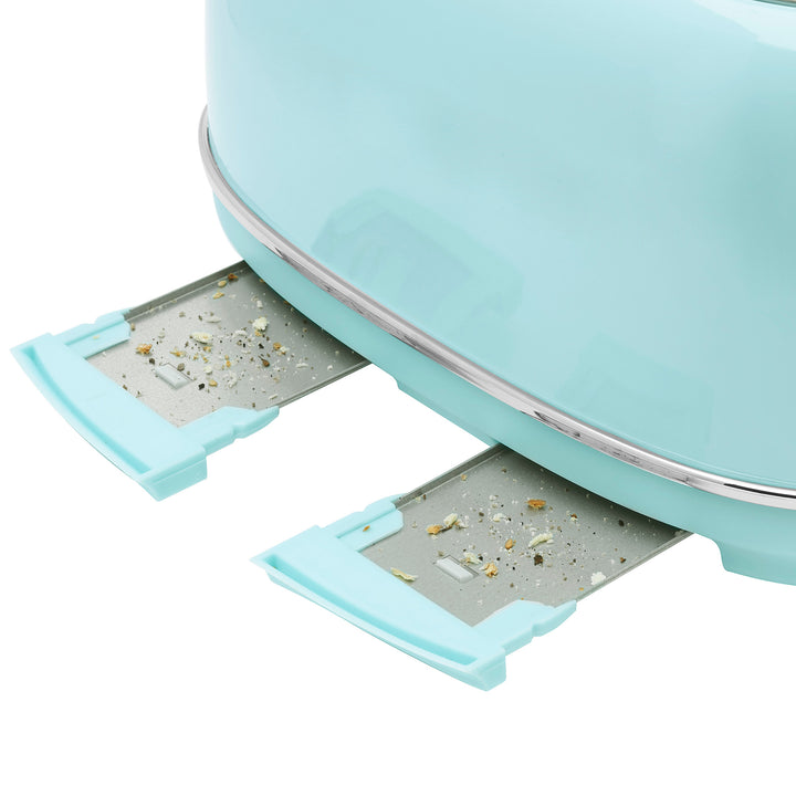 Haden Heritage 4 Slice Wide Slot Stainless Steel Toaster, Turquoise & Chrome - VMInnovations