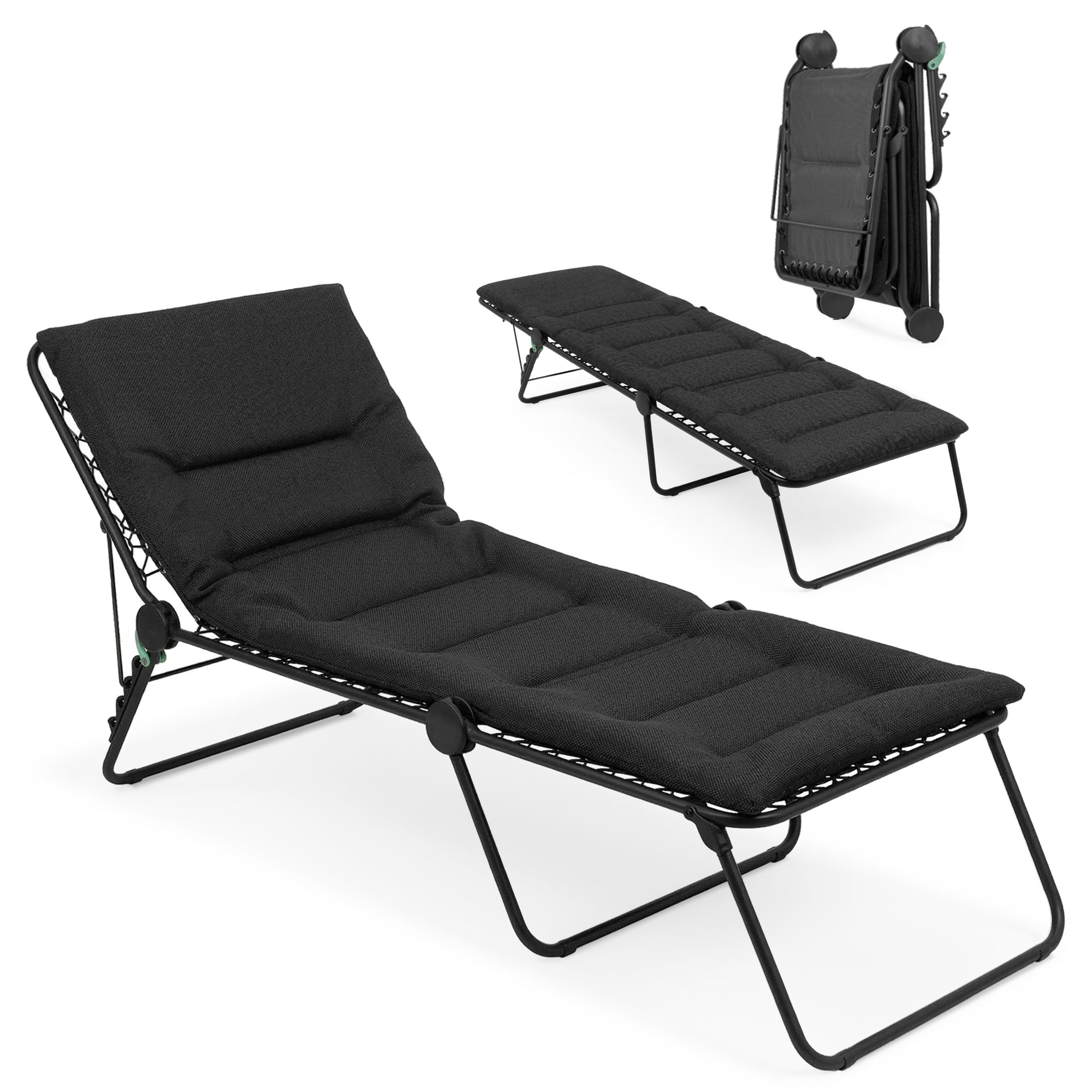 Lafuma Siesta Foldable Patio and Poolside Sunbathing Cushion Chaise Lounge Chair - VMInnovations