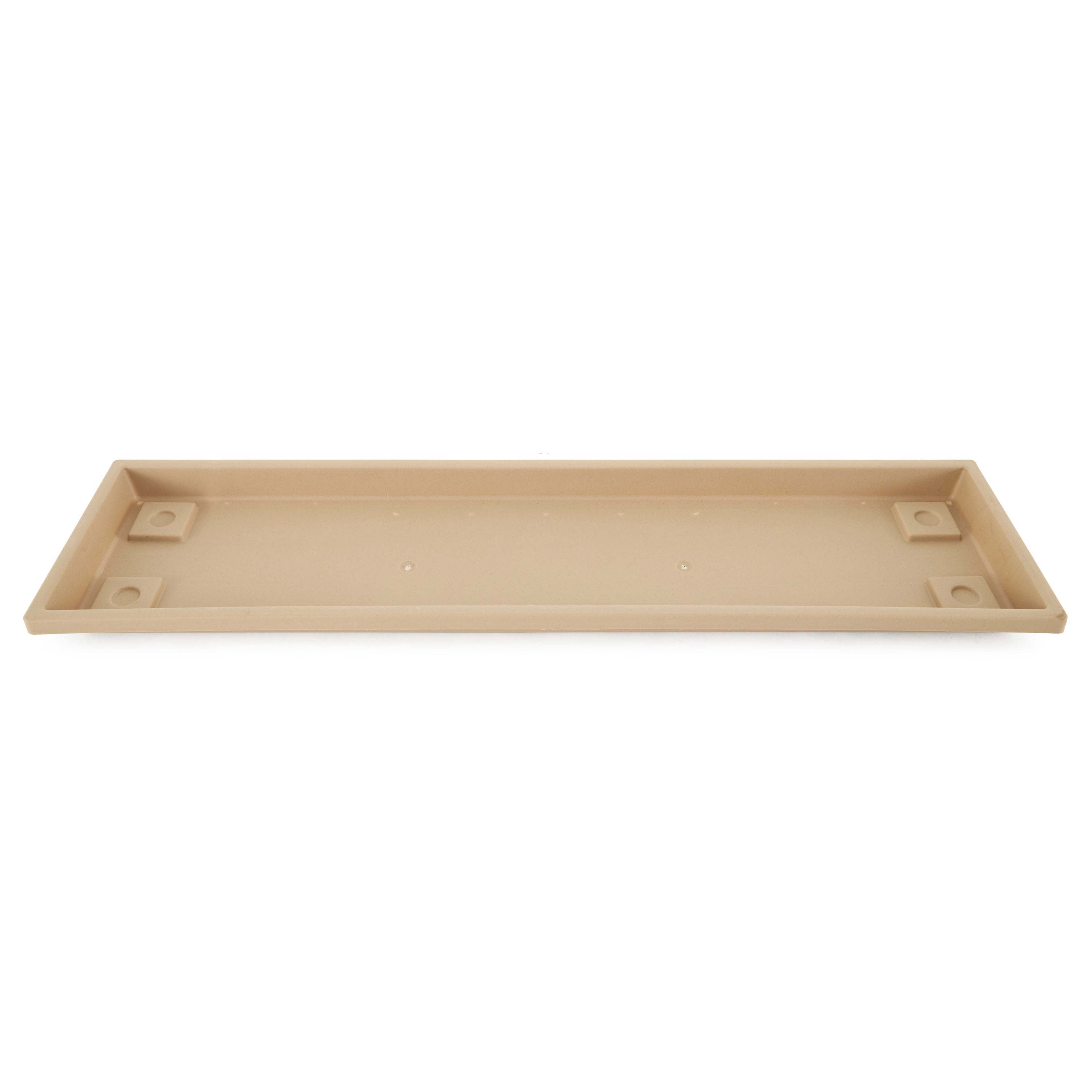 HC Companies Farmhouse Venetian 30In Rectangular Flower Box Saucer, Sand, 12 Ct
