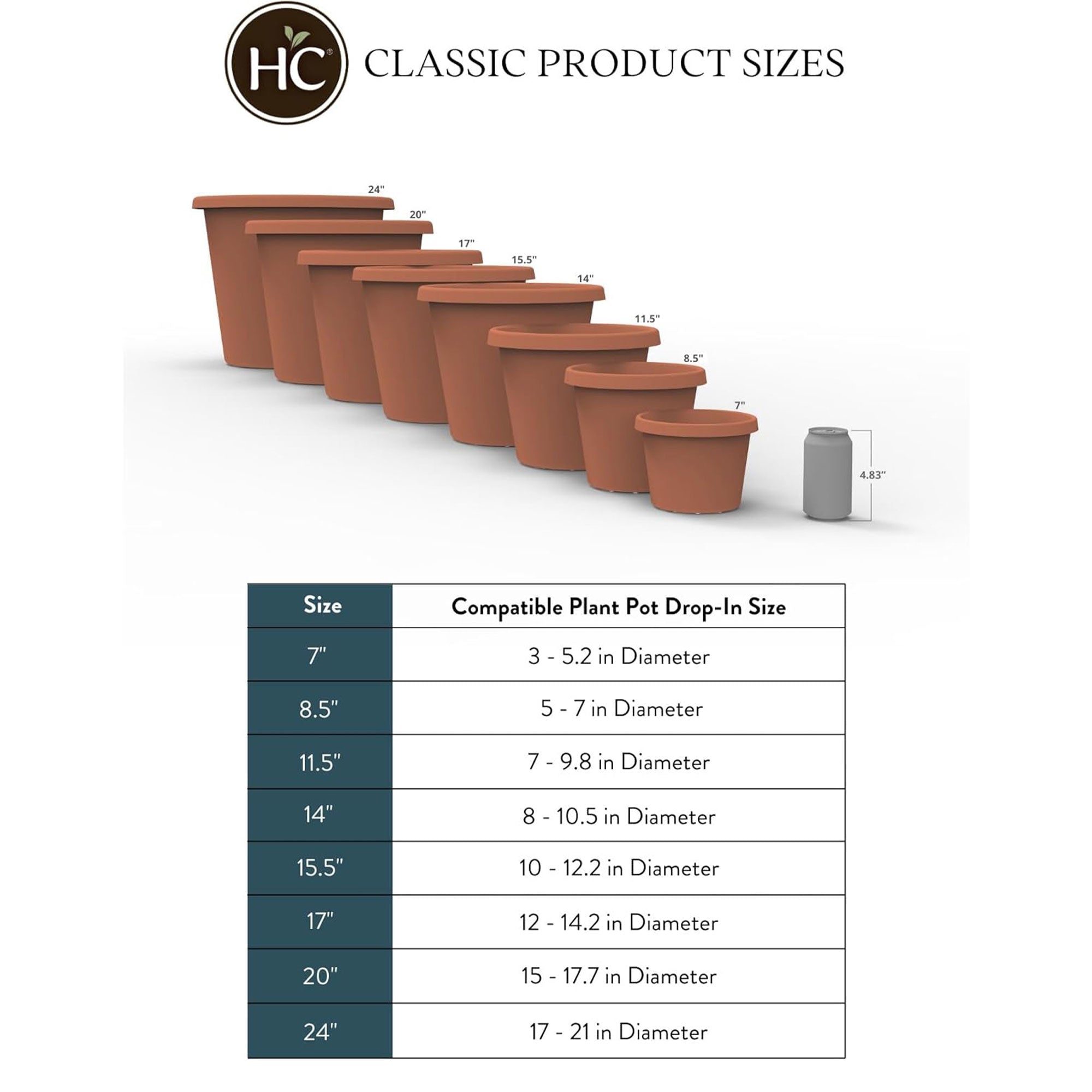 HC Companies LIA24000E35 24-Inch Plastic Round Classic Pot, Clay (Open Box)