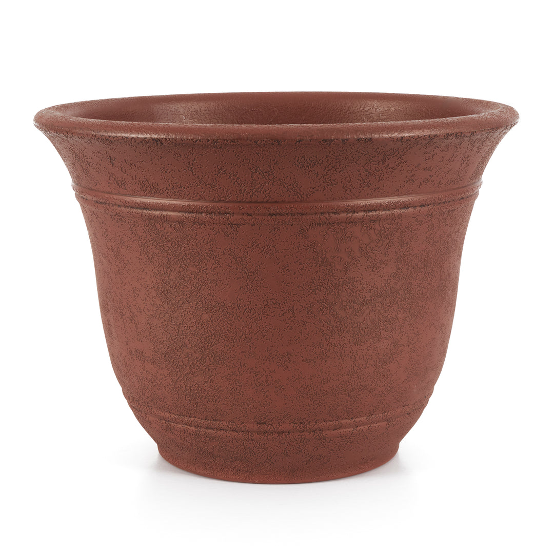 Listo SRA13001P05 13-Inch Round Outdoor Plastic Sierra Planter, Rustic Redstone - VMInnovations