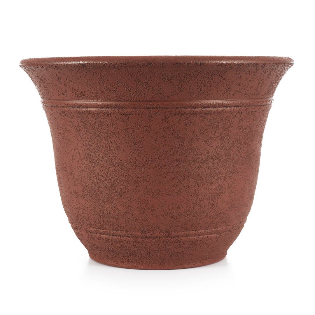 Listo SRA13001P05 13-Inch Round Outdoor Plastic Sierra Planter, Rustic Redstone - VMInnovations