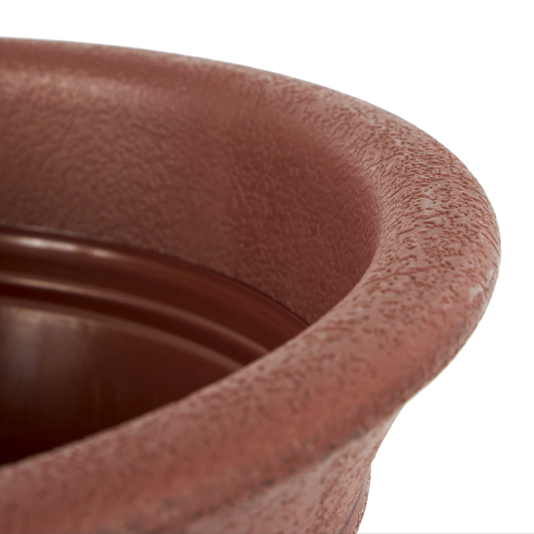 Listo SRA13001P05 13-Inch Round Outdoor Plastic Sierra Planter, Rustic Redstone - VMInnovations