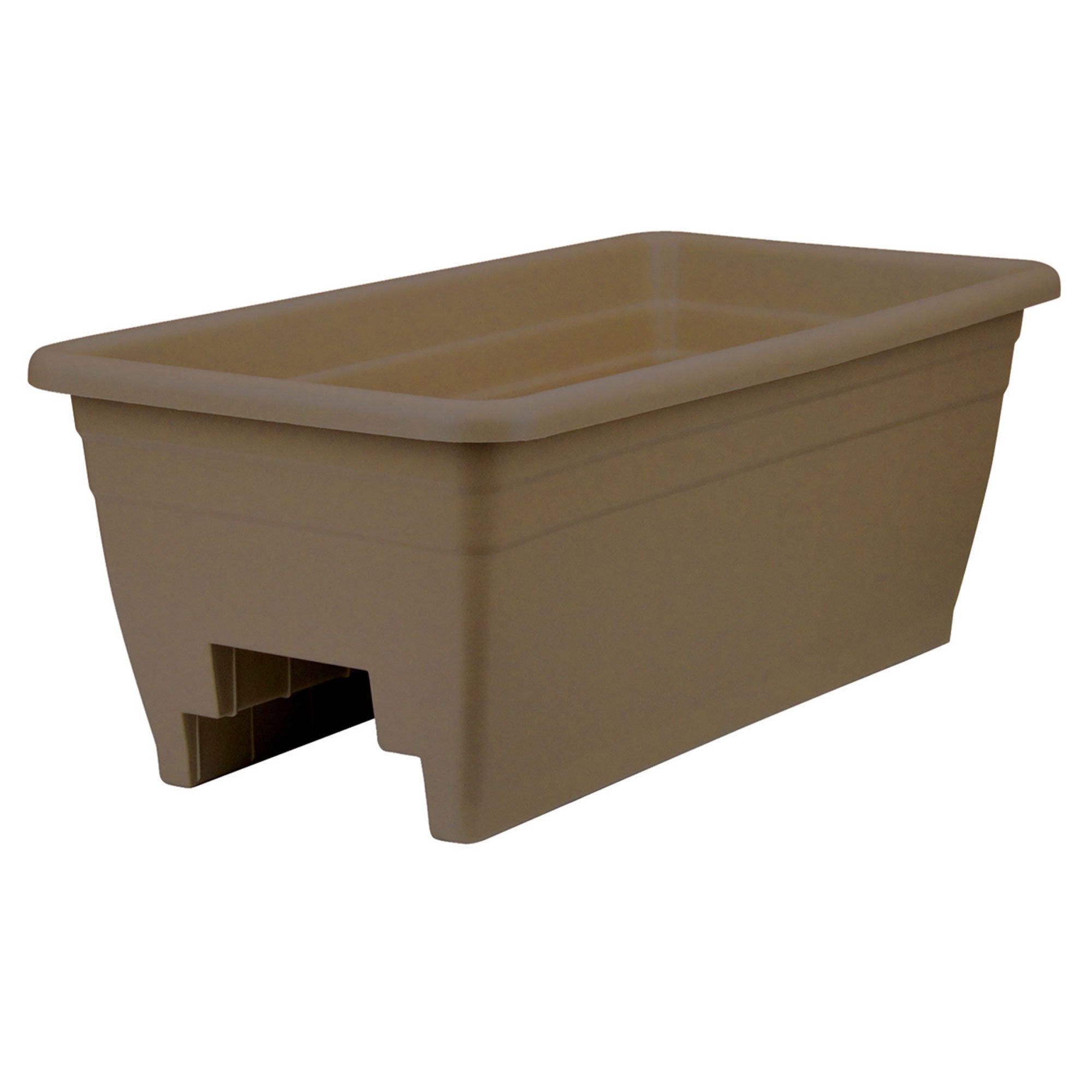 HC Companies 12-Inch Outdoor Plastic Deck Planter Box, Chocolate (Open Box) - VMInnovations