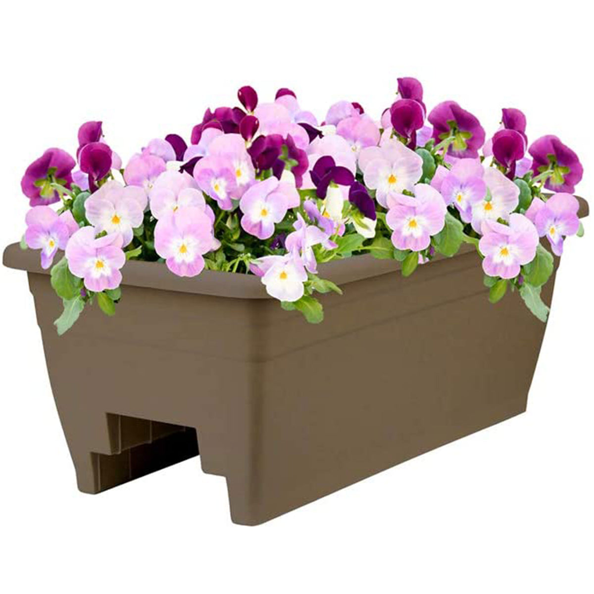 HC Companies 12-Inch Outdoor Plastic Deck Planter Box, Chocolate (Open Box) - VMInnovations