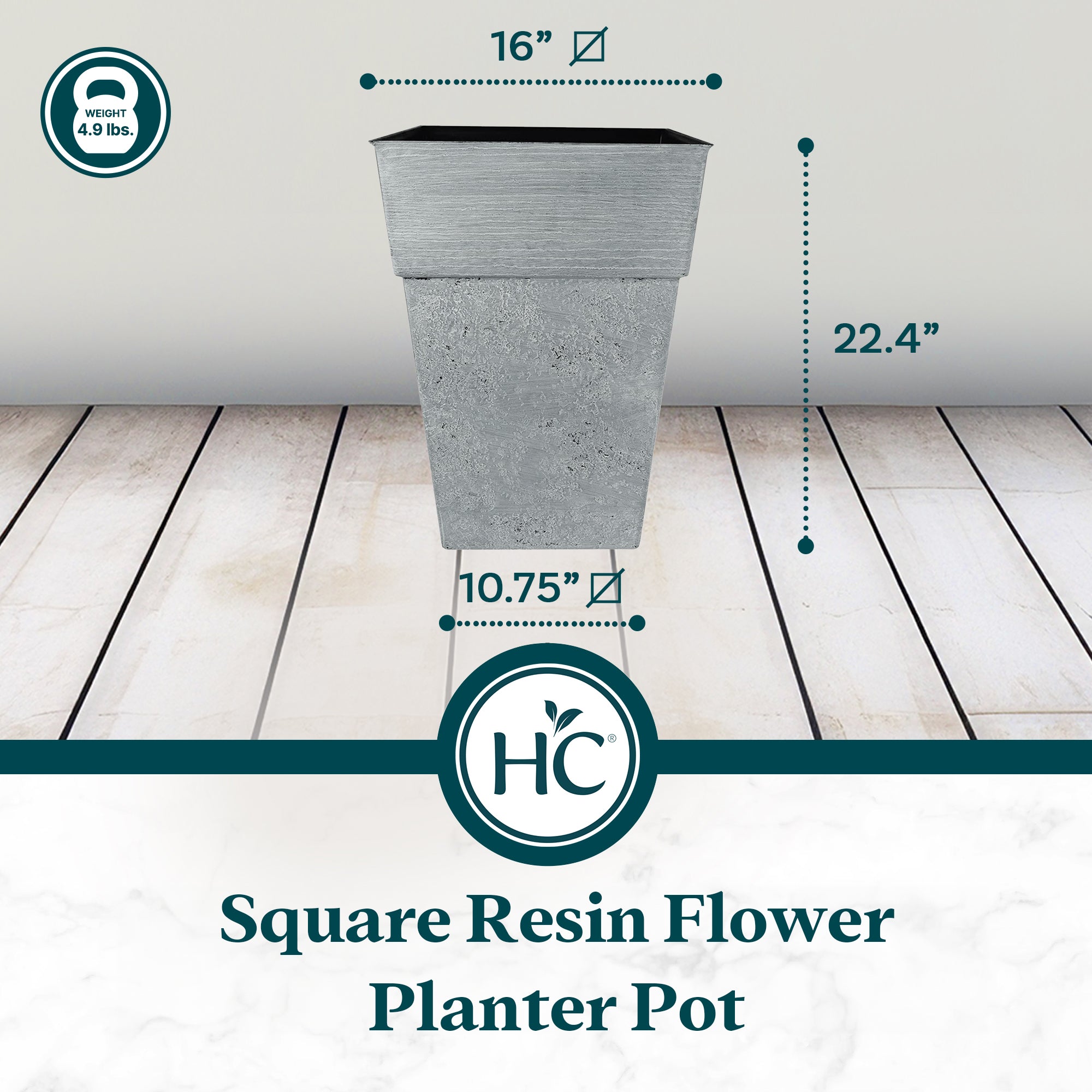 The HC Companies Avino 16" Resin Flower Planter Pot, Oxidized Black (Open Box) - VMInnovations
