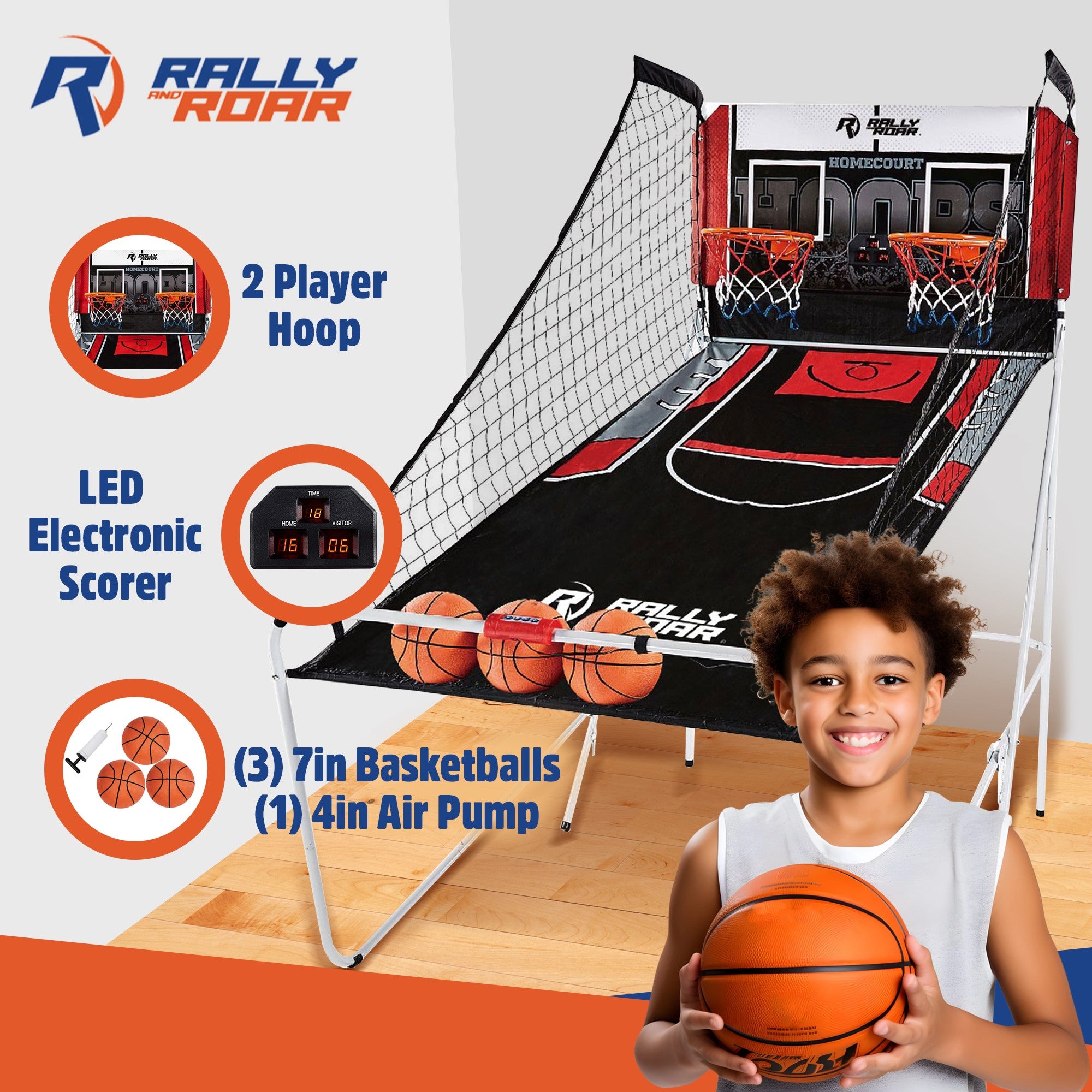 ESPN 2 Player Hoop Basketball Arcade Game w/ Scoreboard & Balls (Open Box) - VMInnovations
