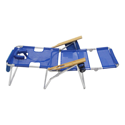 Ostrich Altitude 3N1 High Back Outdoor Beach Lounge Chair with Footrest, Blue