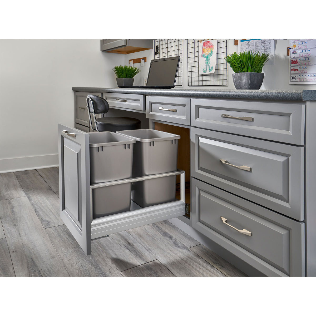 Rev-A-Shelf Double 35 Qt Pullout Cabinet Trash Can w/ Rev-A-Motion (Used)