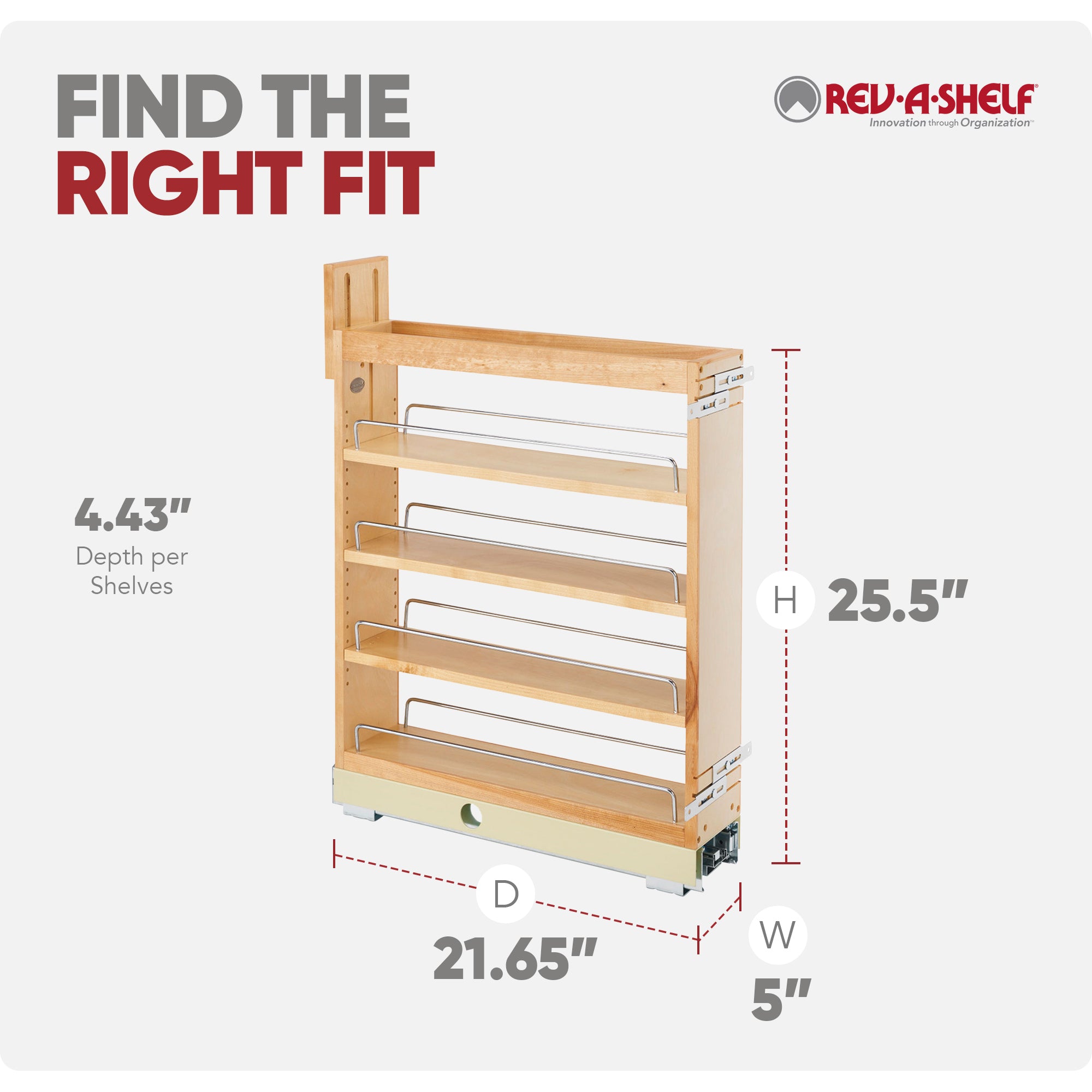 Rev-A-Shelf 5'' Pullout Kitchen Cabinet Organizer Soft-close, 448-BCBBSC-5C