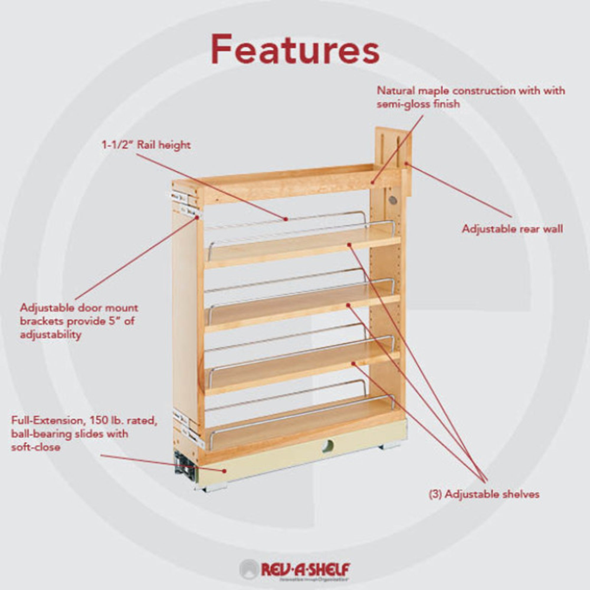 Rev-A-Shelf 448-BCBBSC-5C 5" Pull Out Cabinet Organizer w/ Shelves (Open Box)