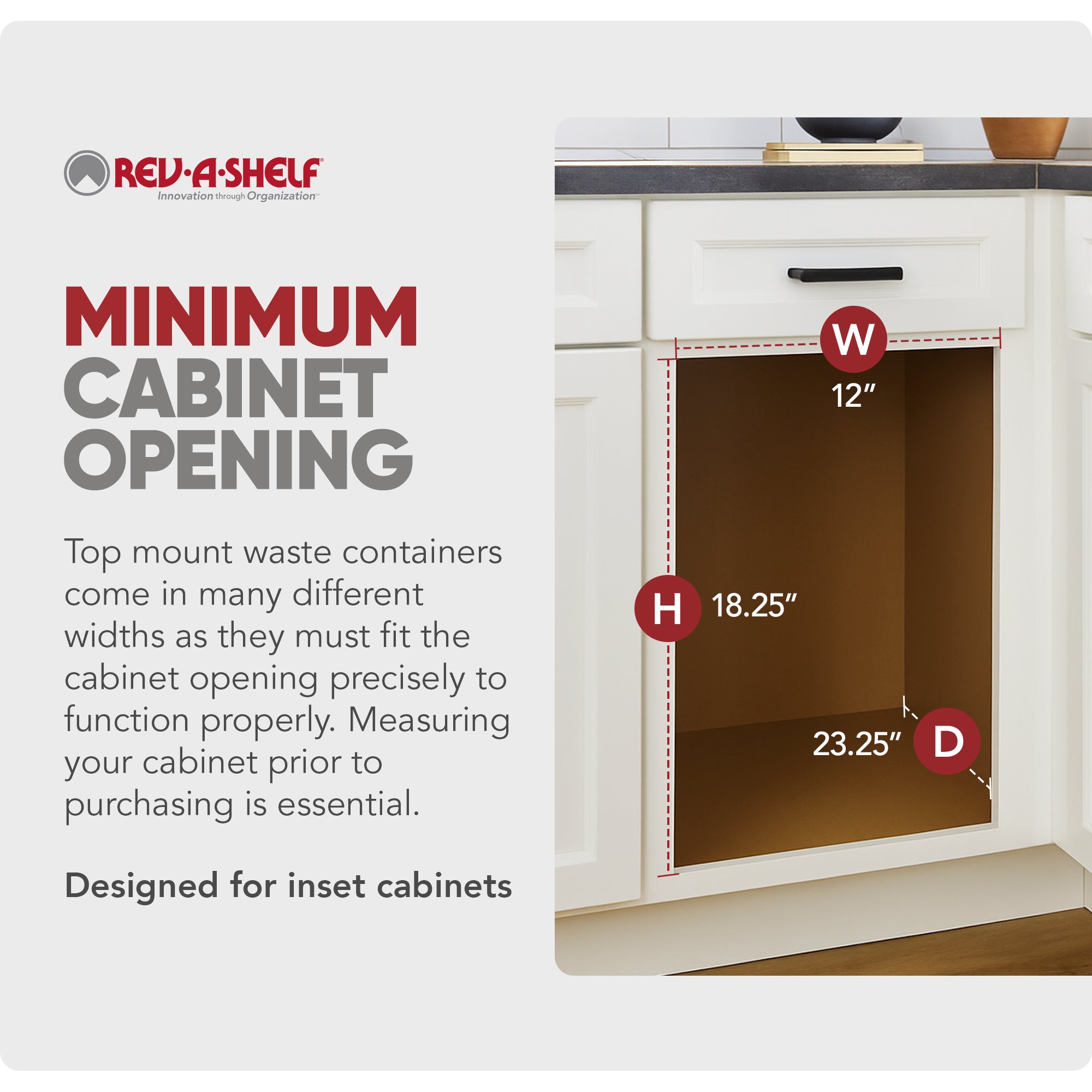 Rev-A-Shelf Pullout Top Mount Trash Can w/ Soft-close, 27 qt., 4WCTM-15BBSCDM2 - VMInnovations