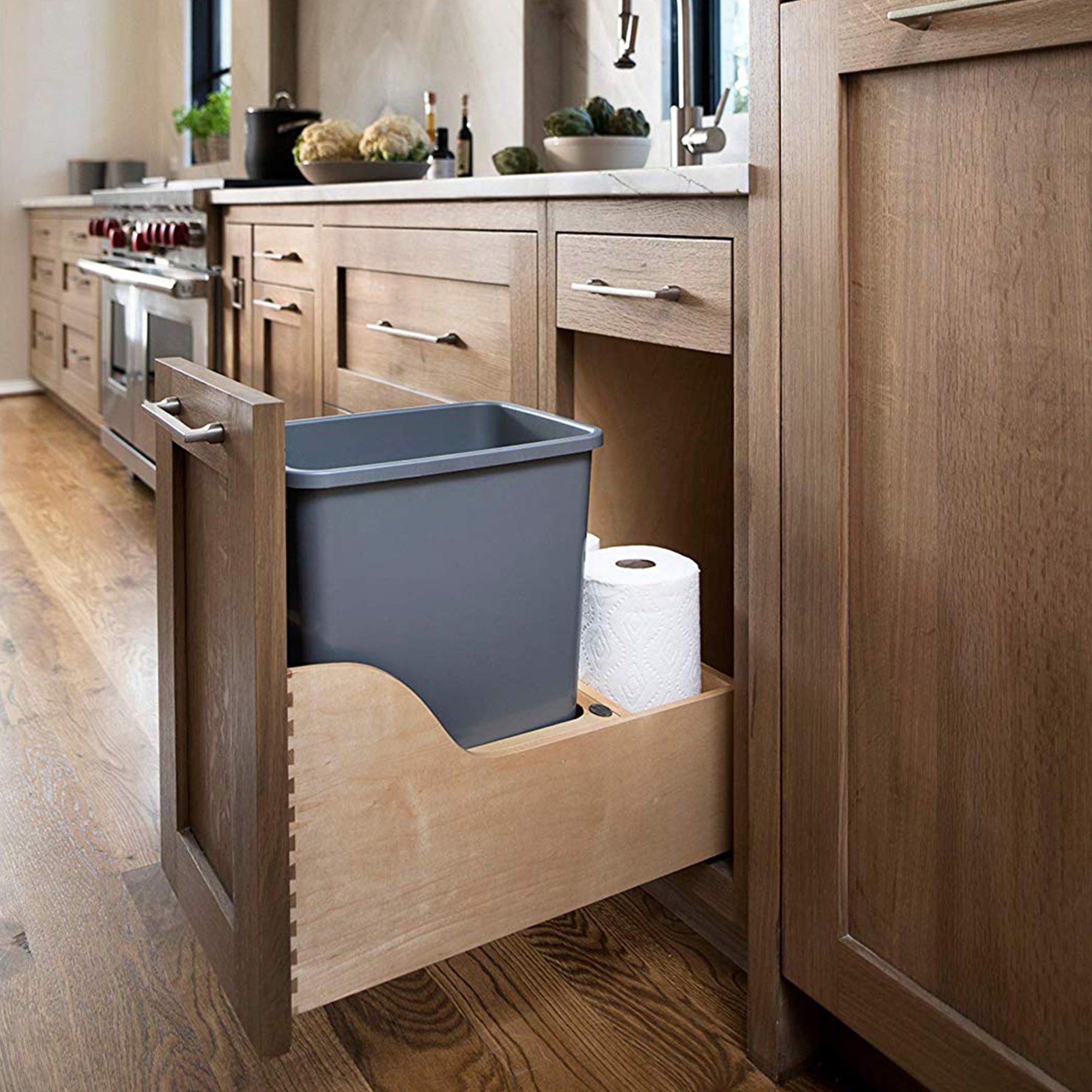 Rev-A-Shelf Single Pullout Trash Can 35 qt. w/ Soft-close Slides, 4WCSC-1535DM-1 - VMInnovations