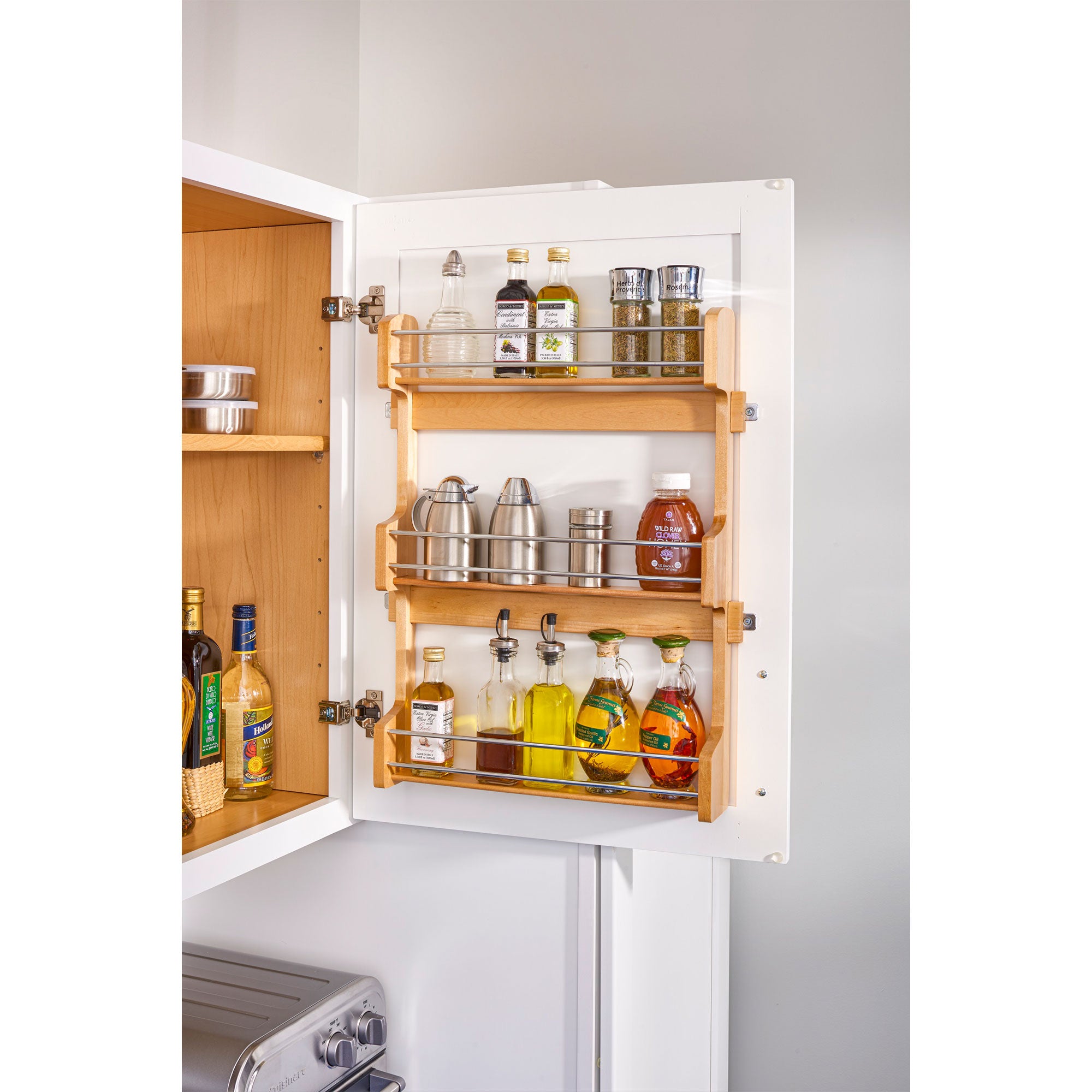 Rev-A-Shelf 4SR-18 18" Cabinet Door Mount Wood 3-Shelf Spice Rack (Open Box)