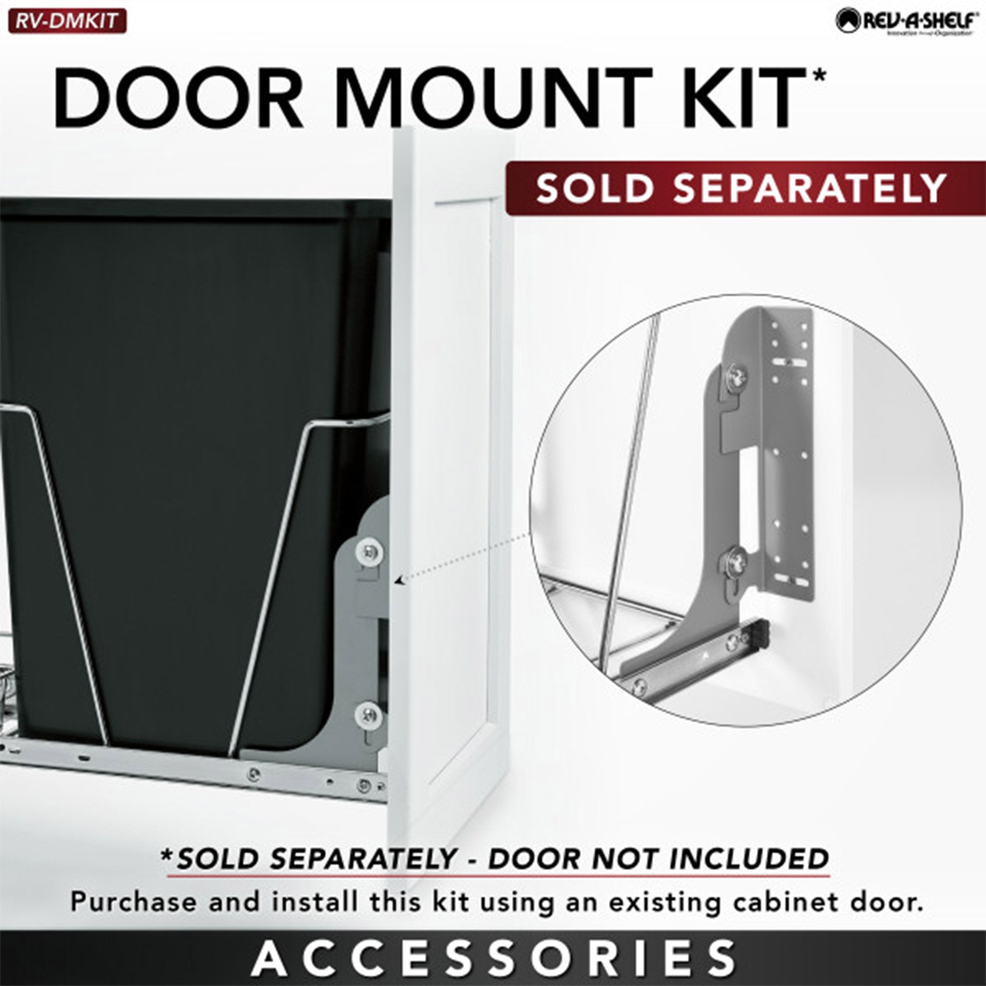 Rev-A-Shelf 50-Quart Mounted Pullout Trash Bin with Lid, White (Open Box)