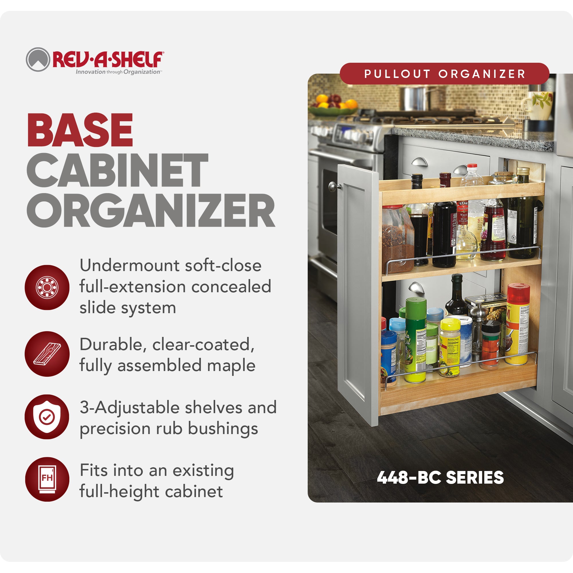 Rev-A-Shelf 6'' Pullout Kitchen Cabinet Organizer Soft-close, 448-BCSC-5C - VMInnovations