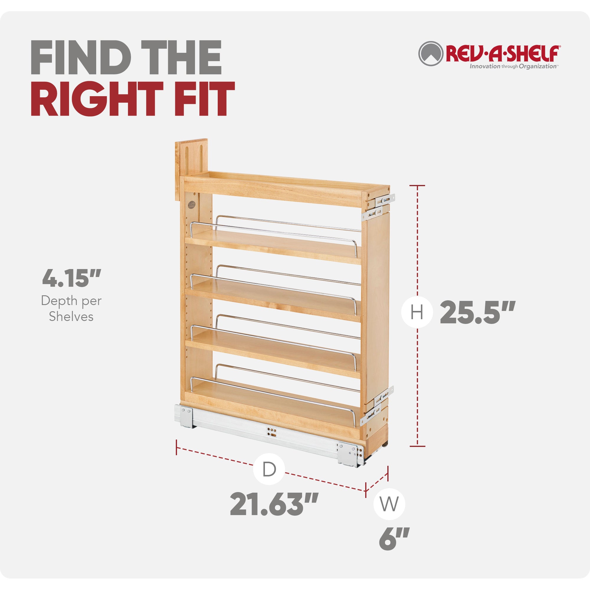Rev-A-Shelf 6'' Pullout Kitchen Cabinet Organizer Soft-close, 448-BCSC-5C - VMInnovations