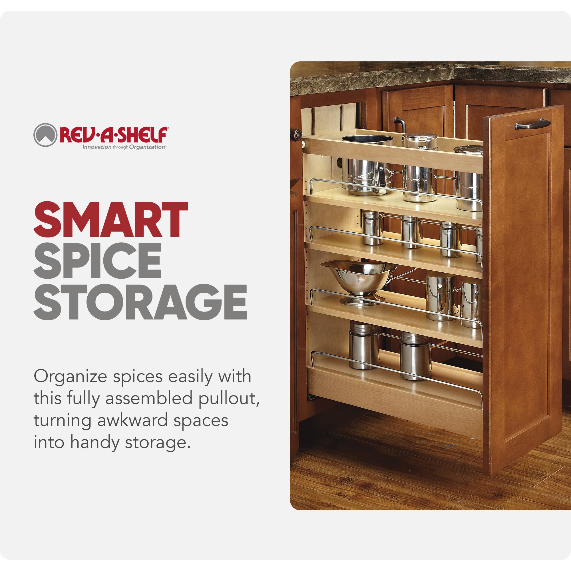 Rev-A-Shelf 8'' Pullout Kitchen Cabinet Organizer Soft-close, 448-BCBBSC-8C