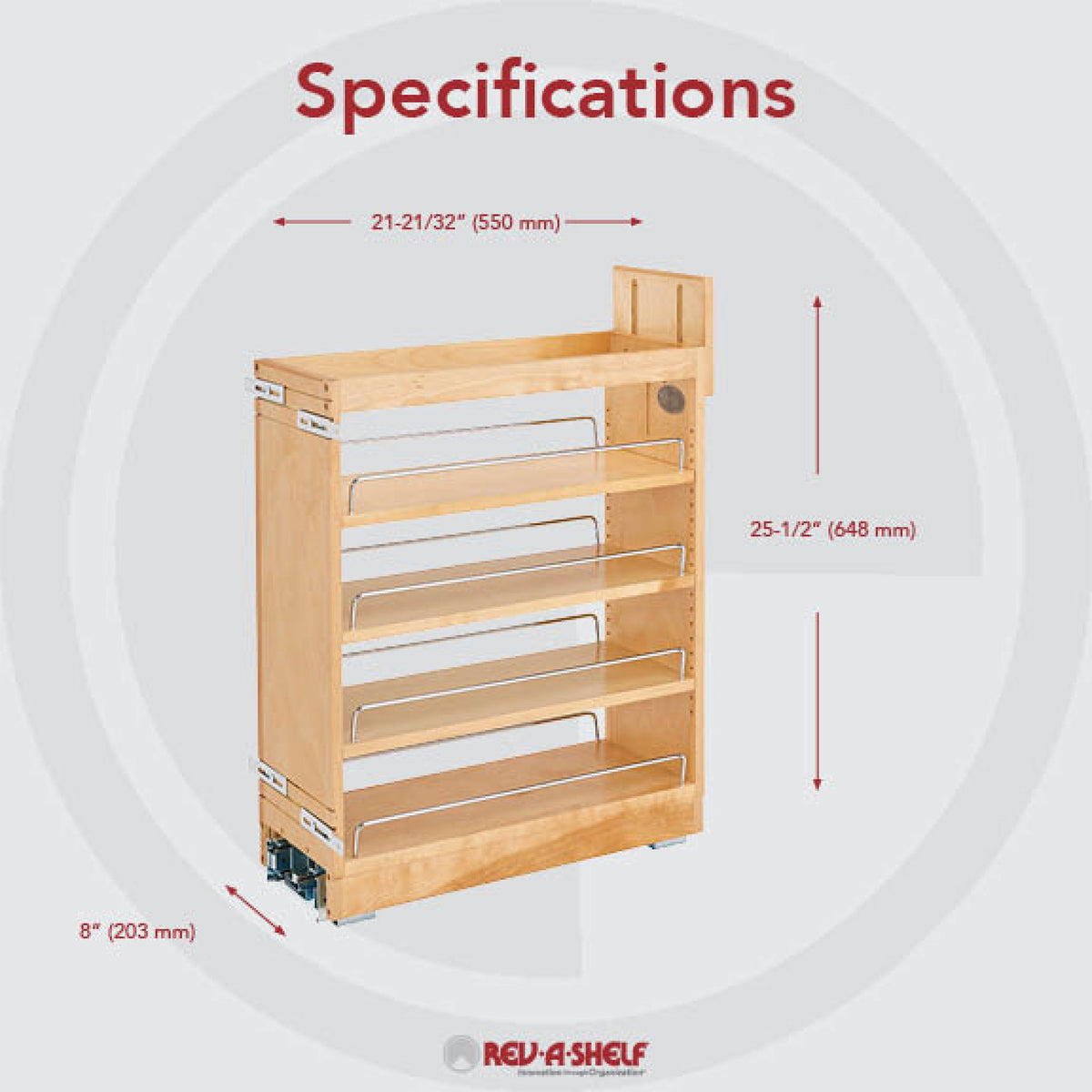 Rev-A-Shelf 448-BCBBSC-8C 8-Inch Pull Out Cabinet Organizer with Shelves (Used)