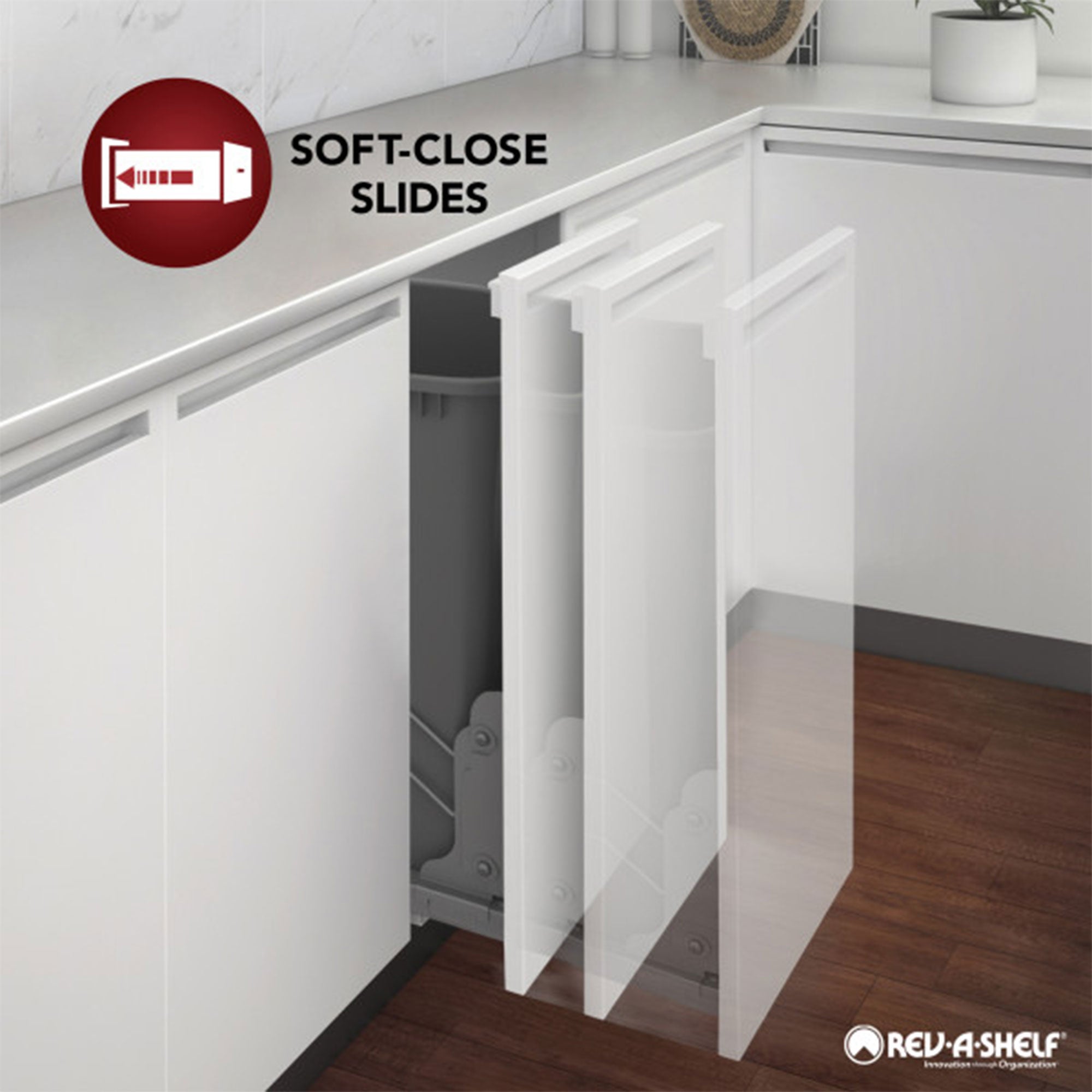 Rev-A-Shelf Double Pullout 50 qt. Kitchen Trash Can w/ Soft-Close, 5349-2150DM-2