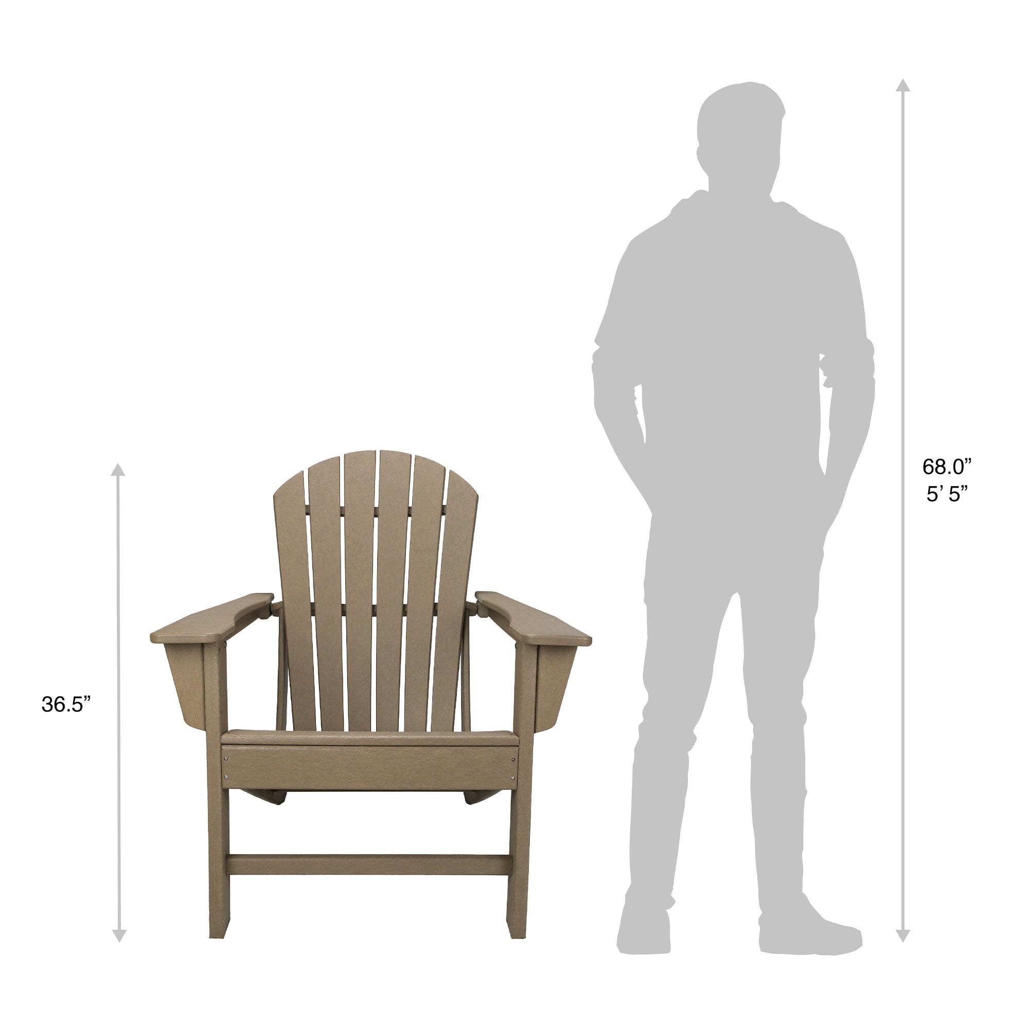 Leisure Classics UV Protected Adirondack Lounge Deck Chair, Taupe (Used) - VMInnovations