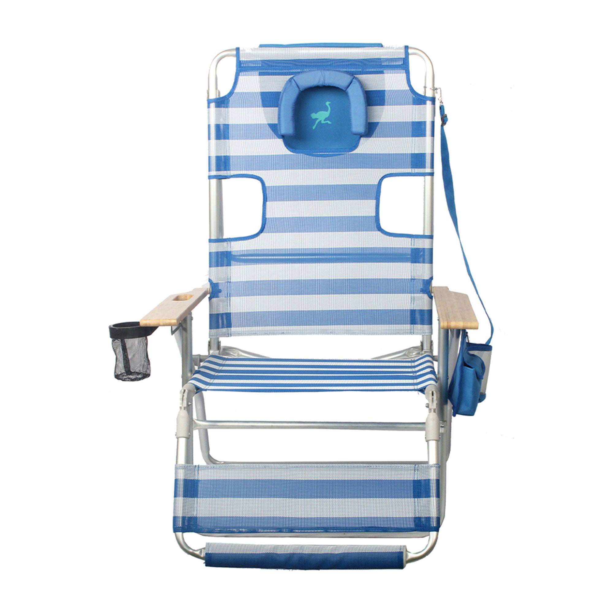 Ostrich Altitude 3N1 Outdoor Beach Lounge Chair with Footrest, Stripe (Open Box) - VMInnovations