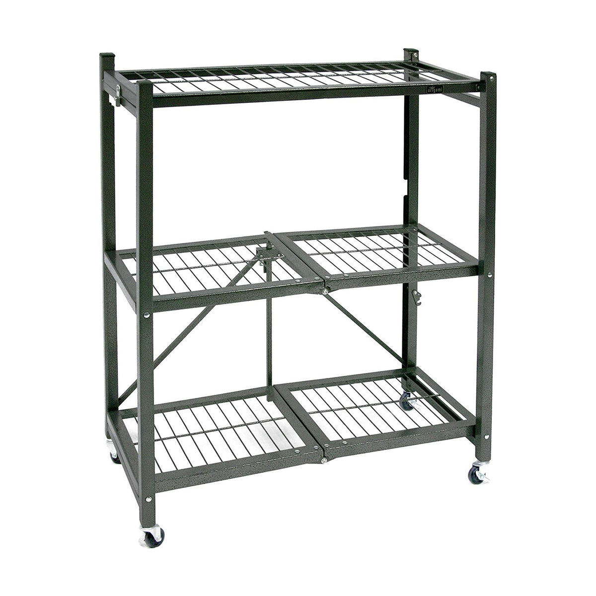 Origami 3-Pack General Purpose Foldable 3-Tier Shelf Storage Racks, R3, Pewter