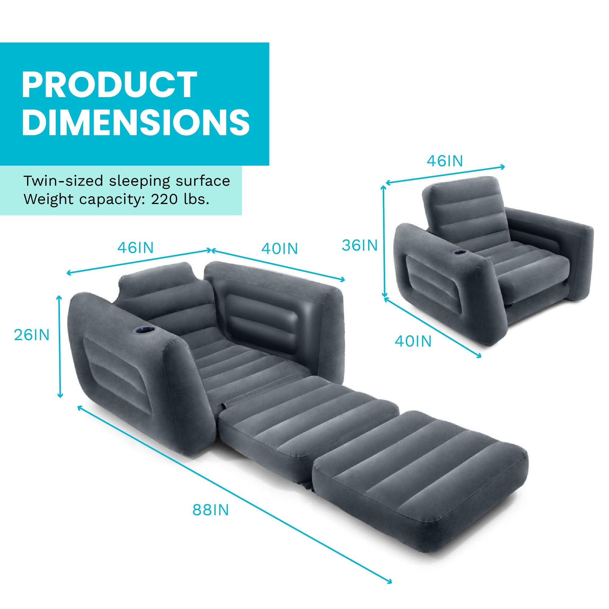 INTEX Inflatable Pull Out Sofa Chair Sleeper/Twin Sized Air Mattress (2 Pack)