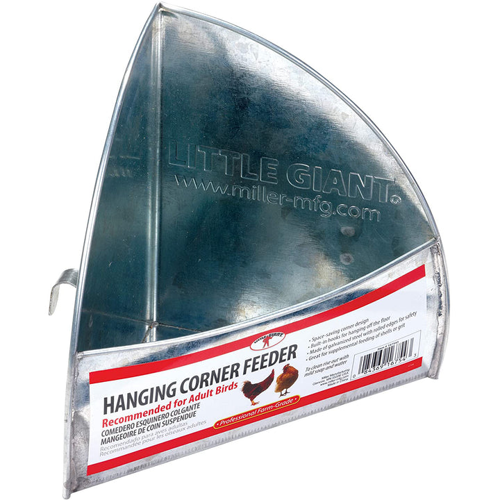 Miller Manufacturing Company Hanging Corner Poultry Feeder, Galvanized Steel - VMInnovations