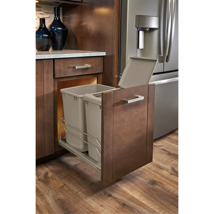 Rev-A-Shelf Double Pullout Trash Cans 35 qt. with Soft-close, 53WC-1835SCDM-212 - VMInnovations