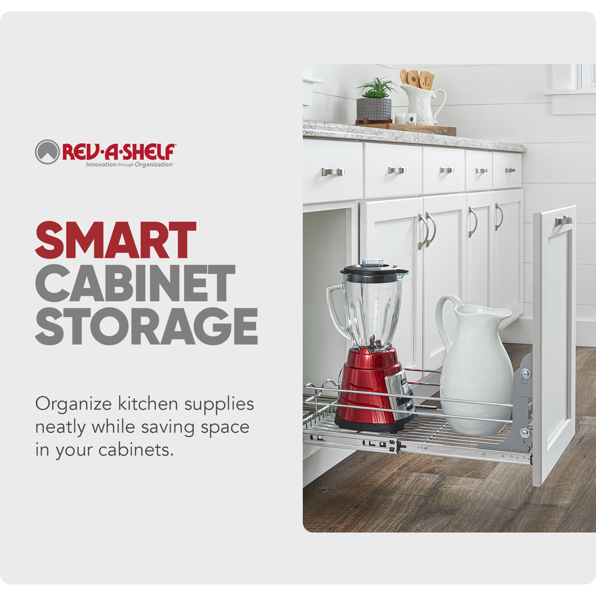 Rev-A-Shelf Pullout Single Basket Organizer for Kitchen Cabinets, 12 x 22 in, 5WB1-1222CR-1