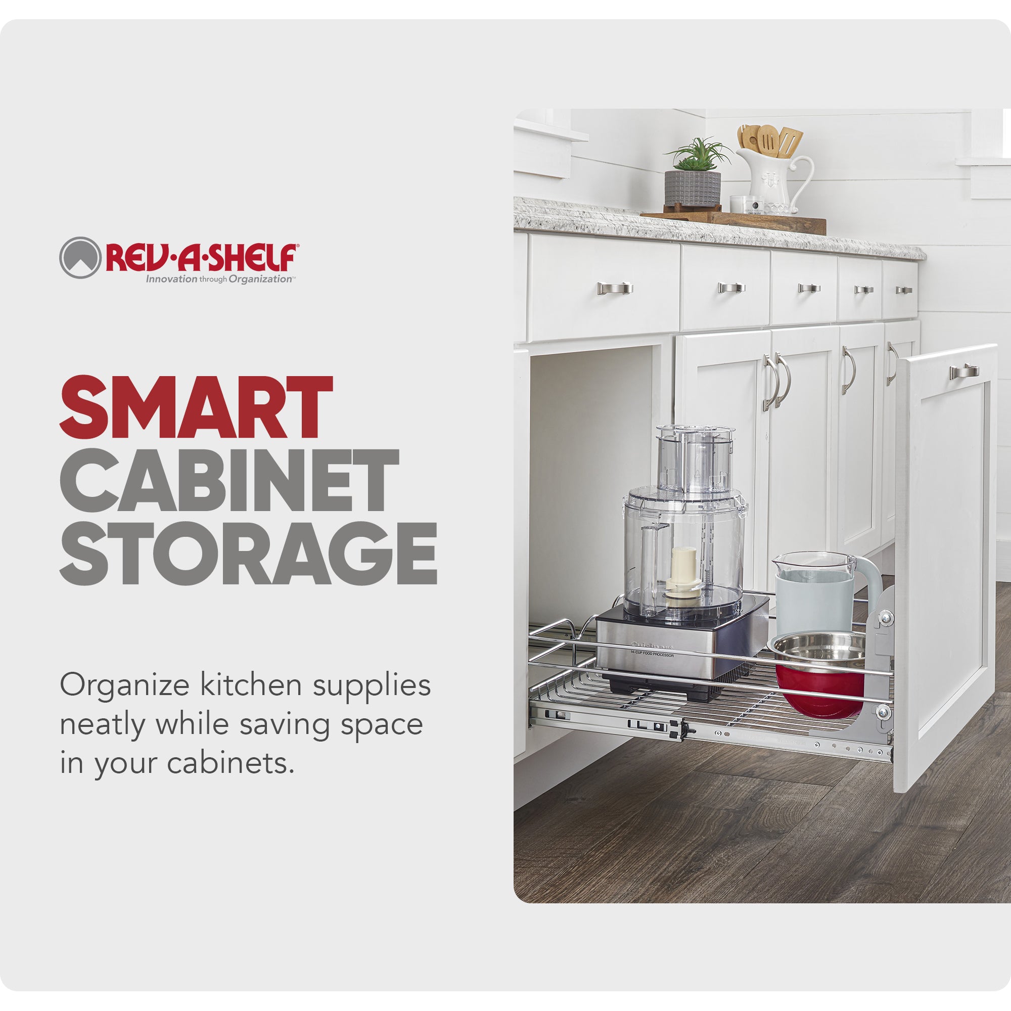 Rev-A-Shelf Pullout Basket Organizer for Kitchen or Vanity Cabinets, 15 x 20 In, 5WB1-1520CR-1