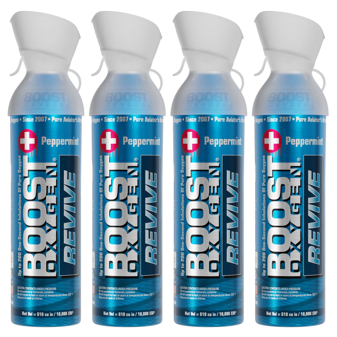 Boost Oxygen Natural Portable 10 Liter Pure Oxygen Canister, Peppermint (4 Pack) - VMInnovations