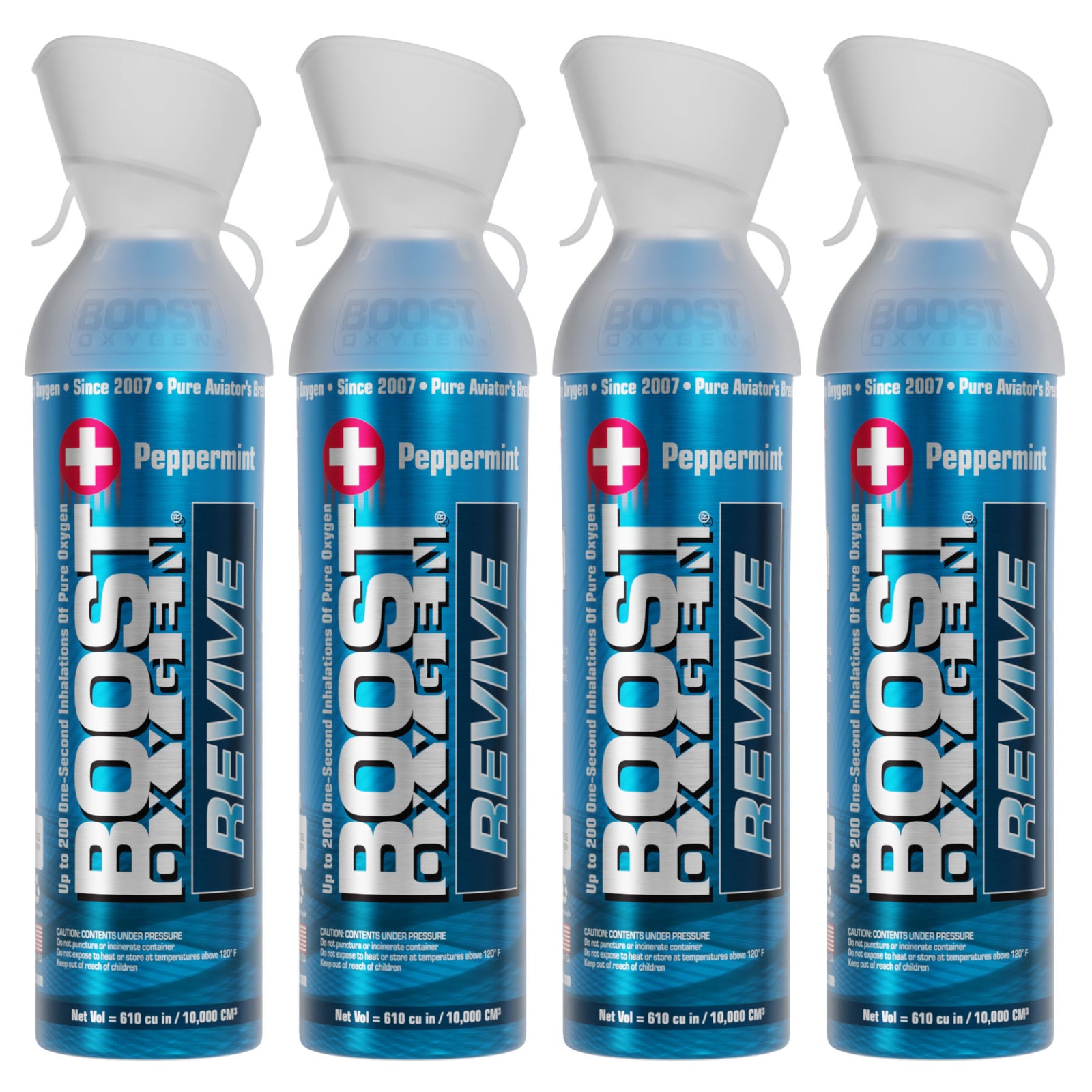 Boost Oxygen Natural Portable 10 Liter Pure Oxygen Canister, Peppermint (4 Pack) - VMInnovations