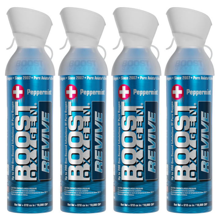 Boost Oxygen Natural Portable 10 Liter Pure Oxygen Canister, Peppermint (4 Pack) - VMInnovations