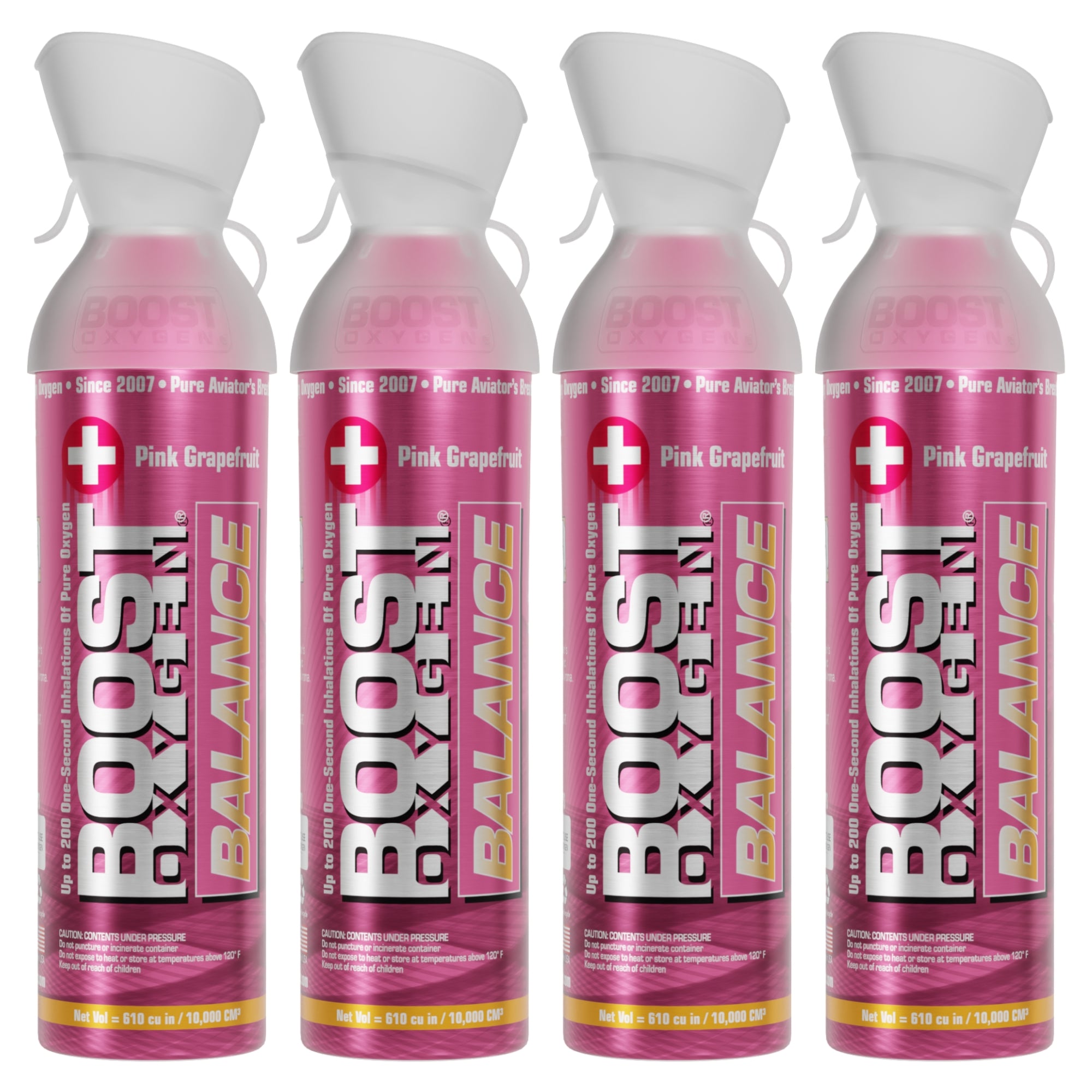 Boost Oxygen Natural Portable 10 Liter Pure Oxygen Canister, Grapefruit (4 Pack) - VMInnovations