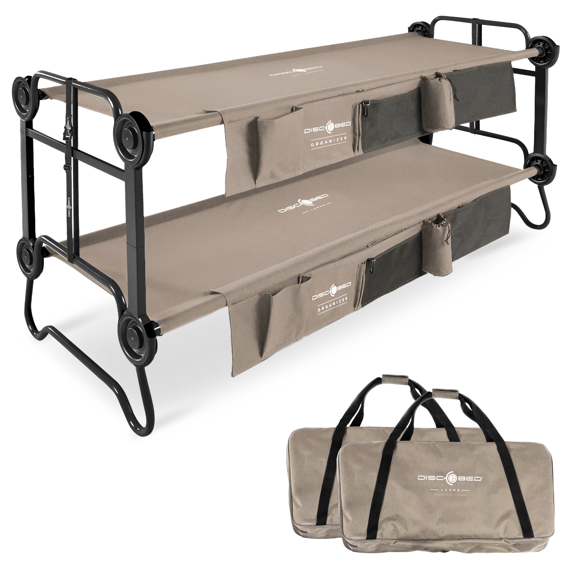 Disc-O-Bed Large Cam-O-Bunk Bench Bunked Double Cot with Organizers (Open Box) - VMInnovations