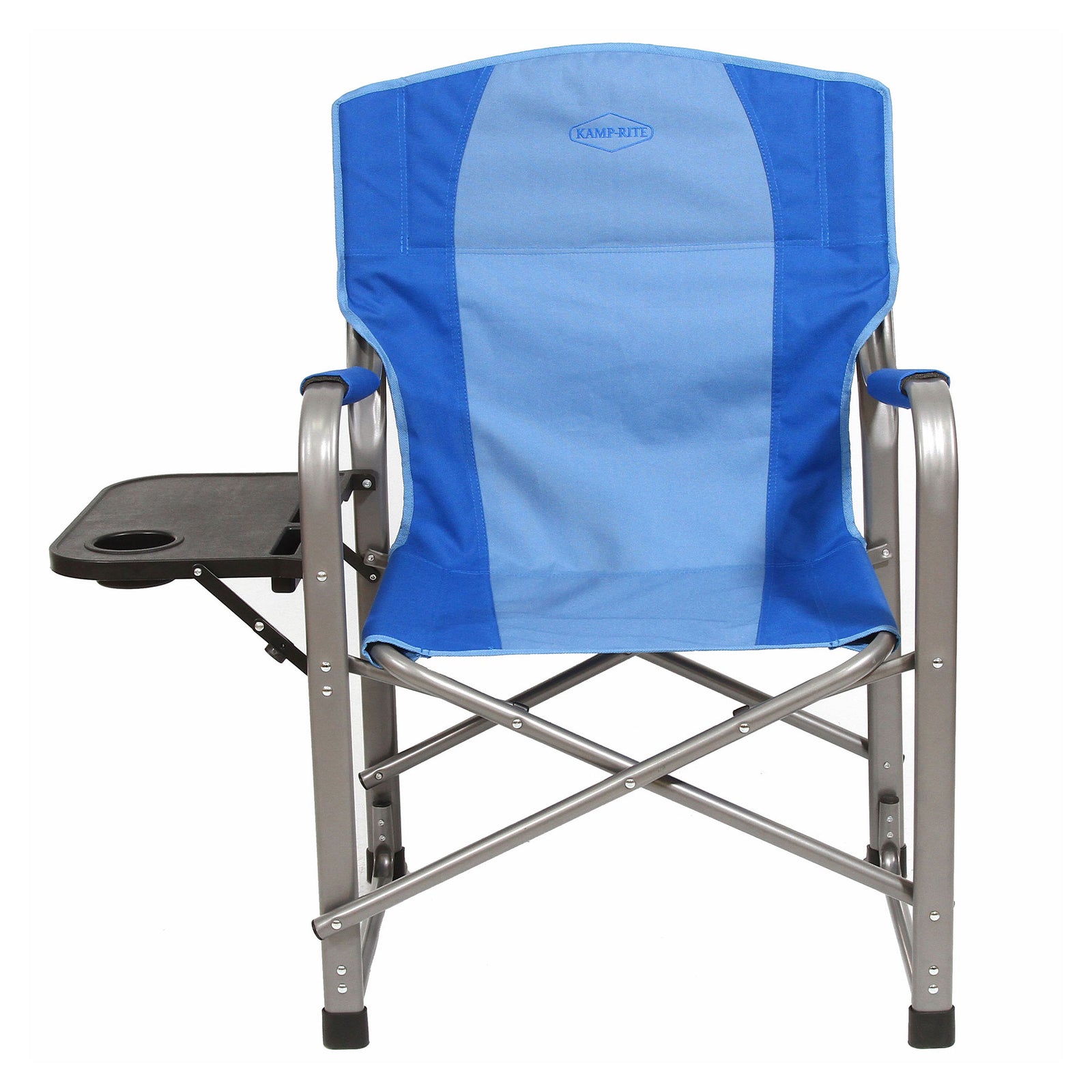 Kamp-Rite Portable Director's Camping Chair w/Table & Cup Holder, 2-Tone Blue - VMInnovations